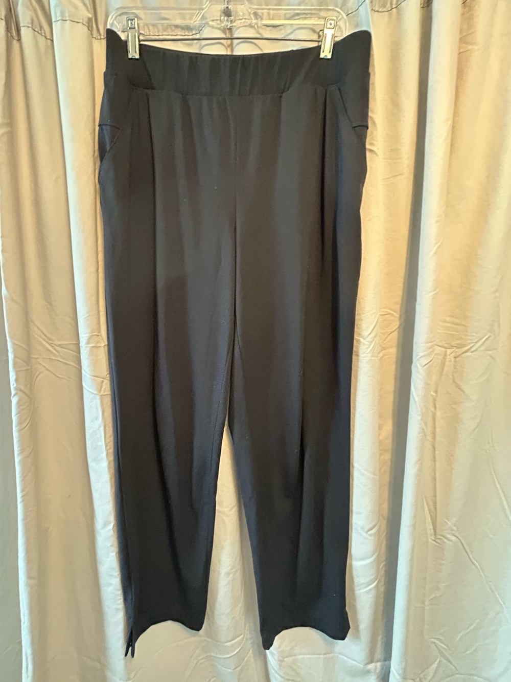 Talbots Black Ribbed Waist Pull-On Activewear Pants